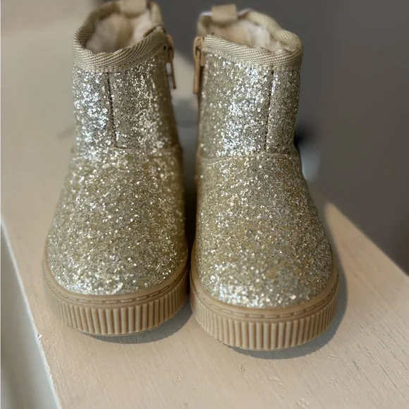 Cat and Jack Toddler Girls Arlo Zipper Shearling Winter Boot Gold Glitter Sz 5c - Picture 5 of 6